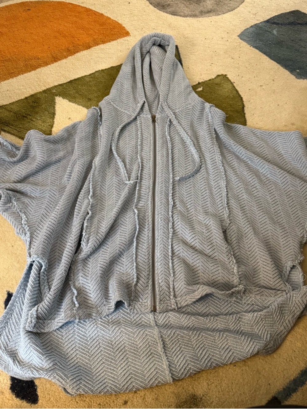 Free People Light Blue Zip Hoodie Poncho
